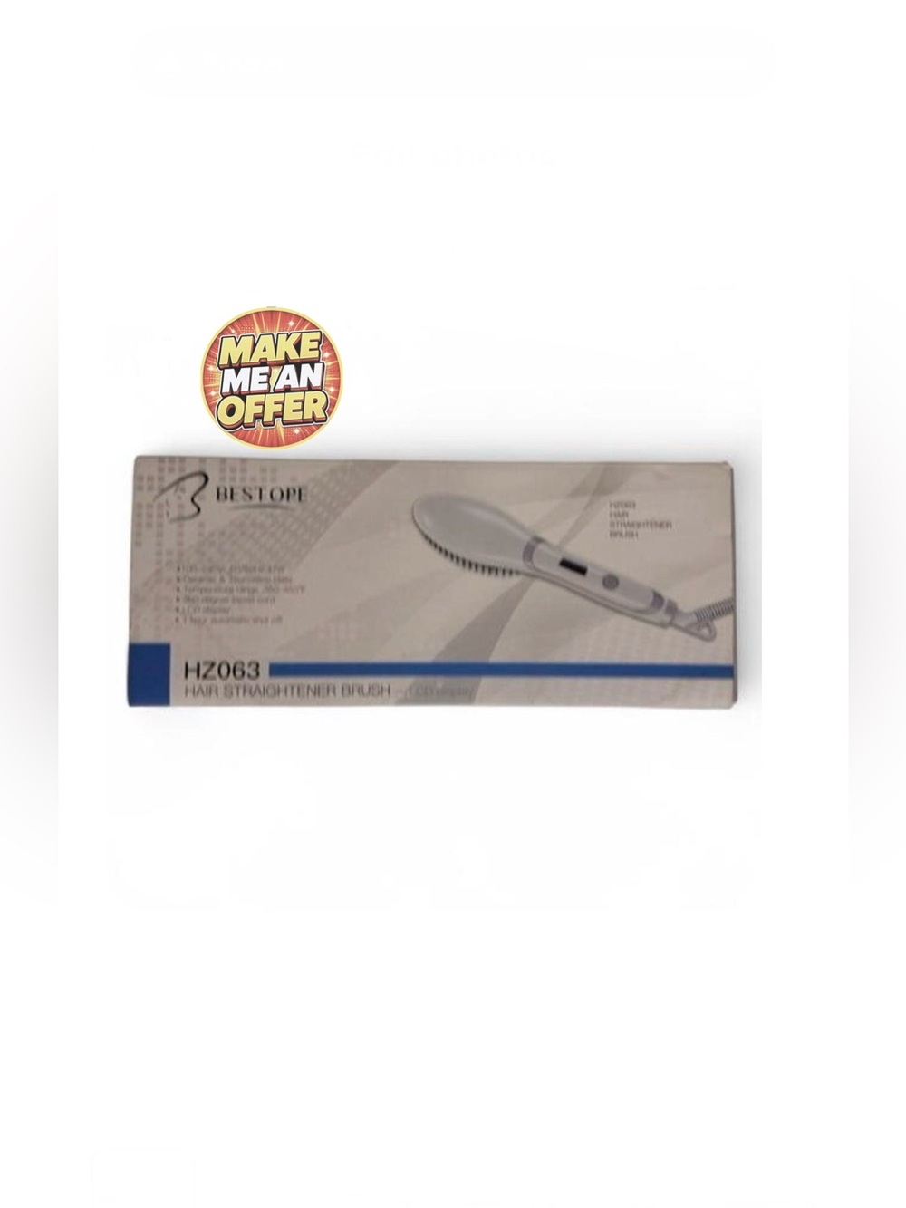 Brand New BESTOPE HZ063 Hair Straightener Brush in White